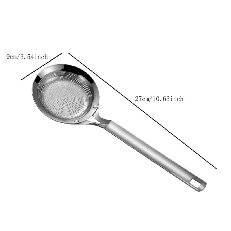 SleekSkim™ Stainless Steel Mesh Strainer – Oil & Residue Filter Colander for Soup, Frying, and Kitchen Prep